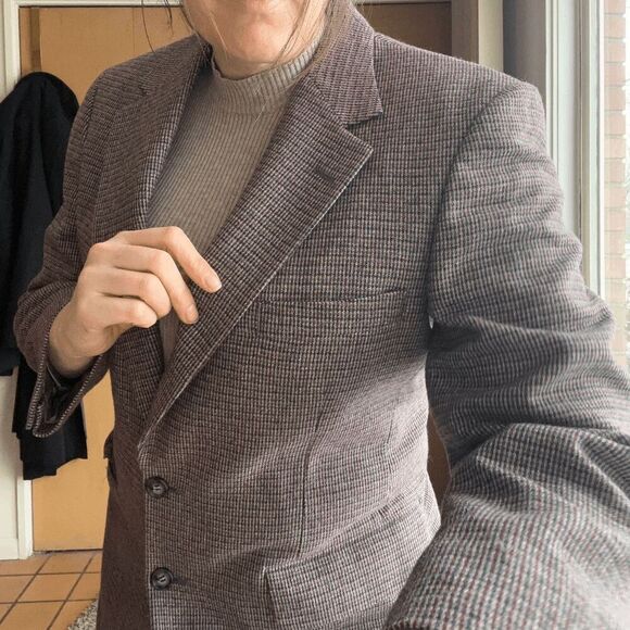 Vintage 70s Jaymar Wool Check Blazer Tailored in USA, Menswear-Inspired Fit - Picture 5 of 11